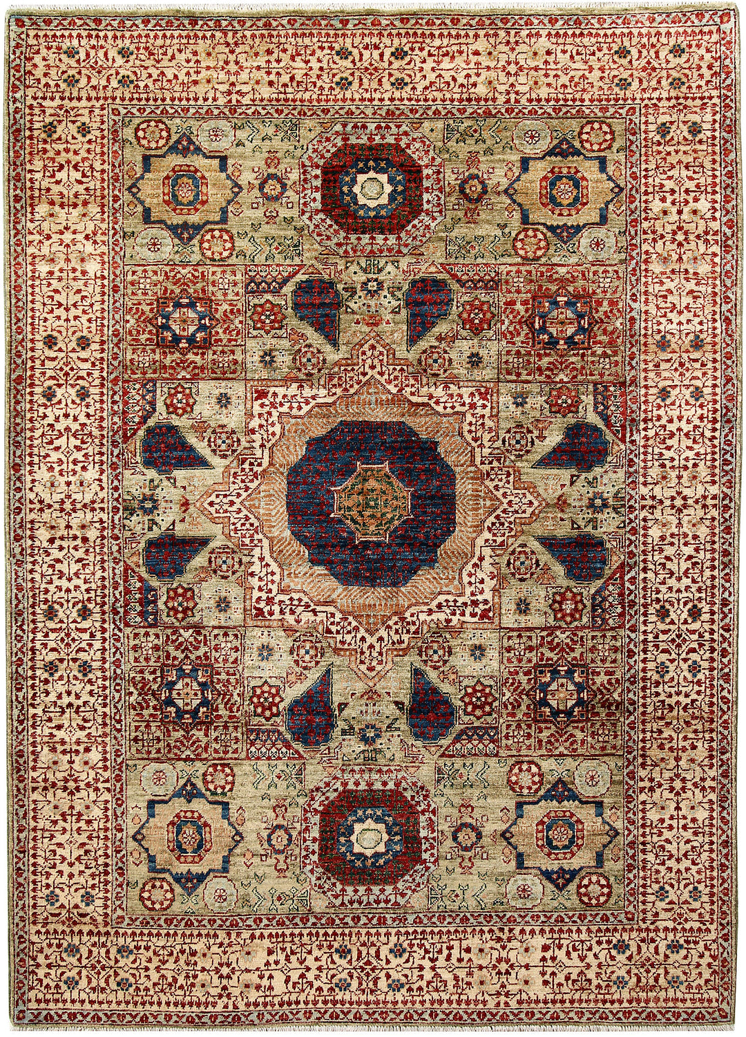 Dark Sea Green Mamluk 4' 10 x 6' 7 - No. 62165 - ALRUG Rug Store