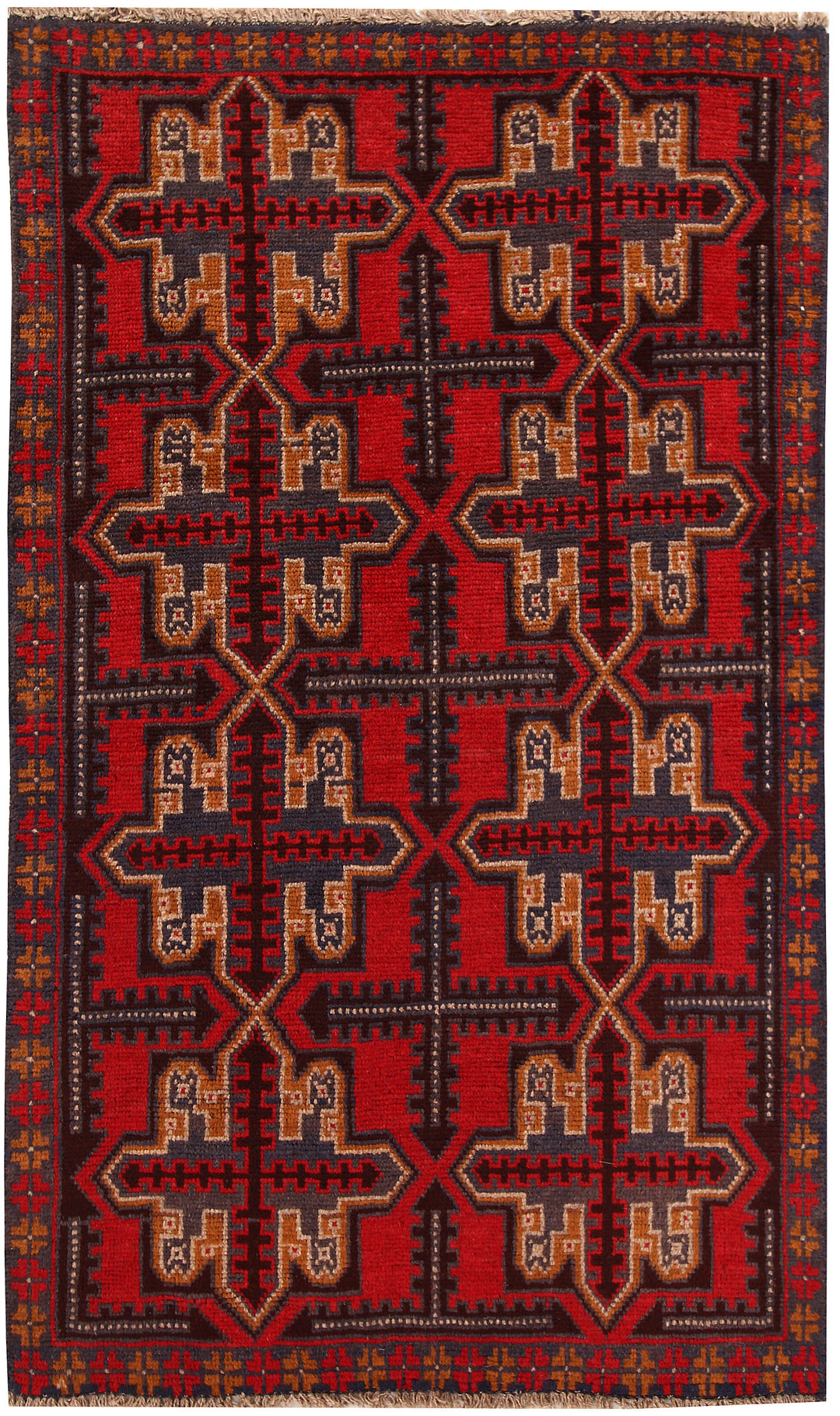 Firebrick Baluchi 3' 6 x 5' 11 - No. 62338 - ALRUG Rug Store