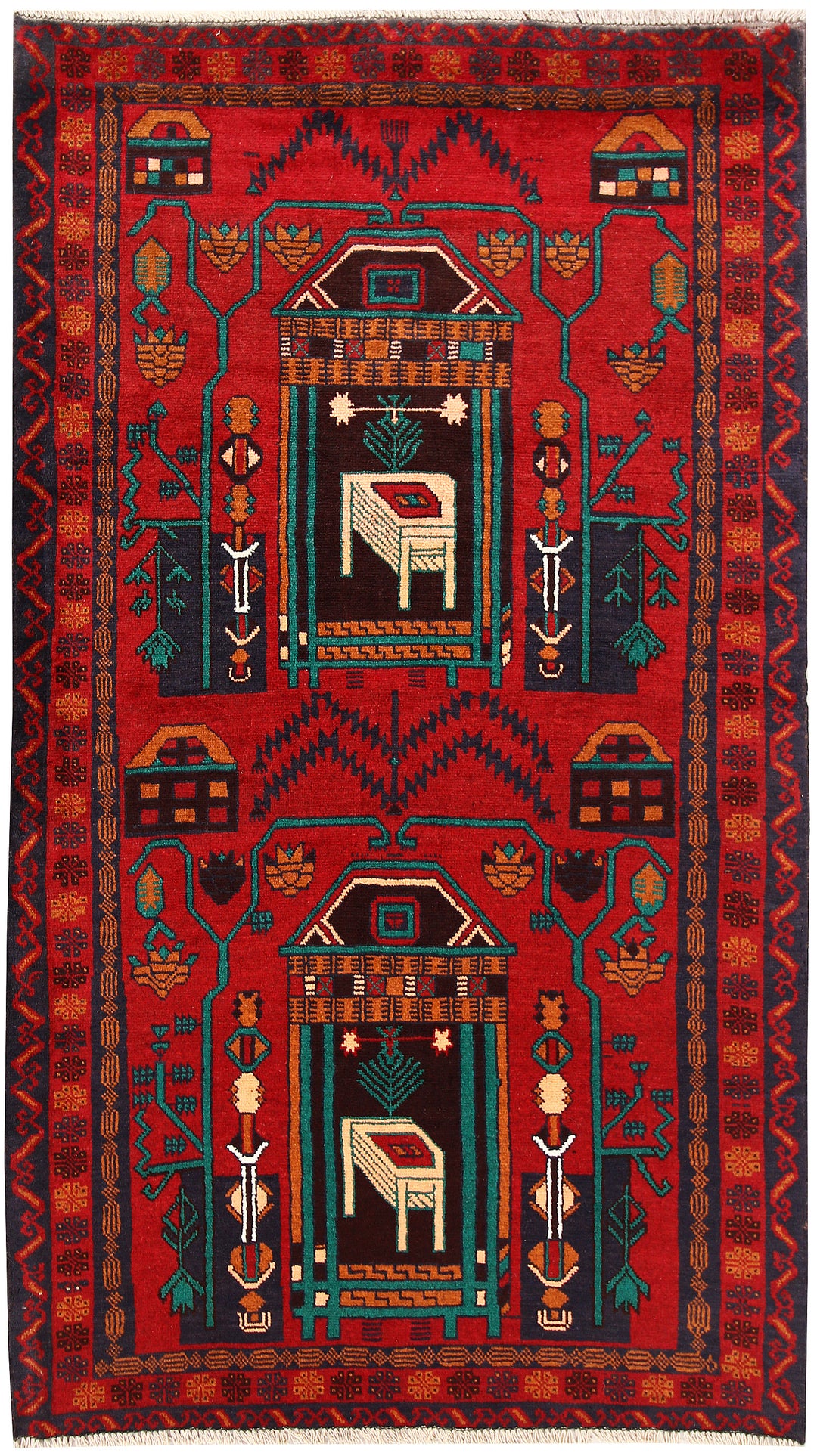 Firebrick Baluchi 3' 9 x 6' 8 - No. 62466 - ALRUG Rug Store