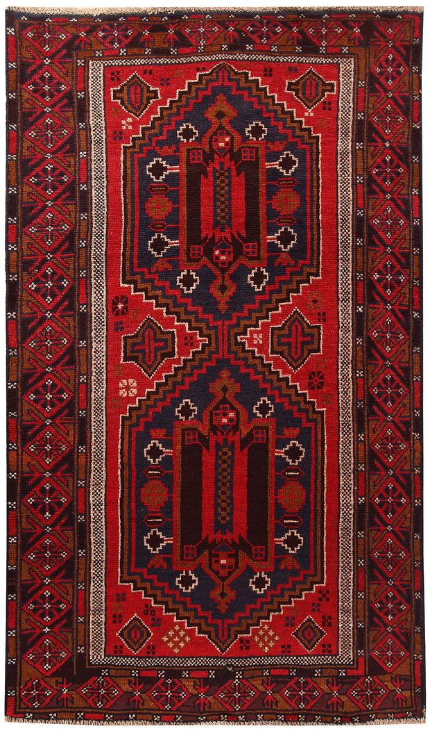 Firebrick Baluchi 3' 7 x 6' 1 - No. 62492 - ALRUG Rug Store