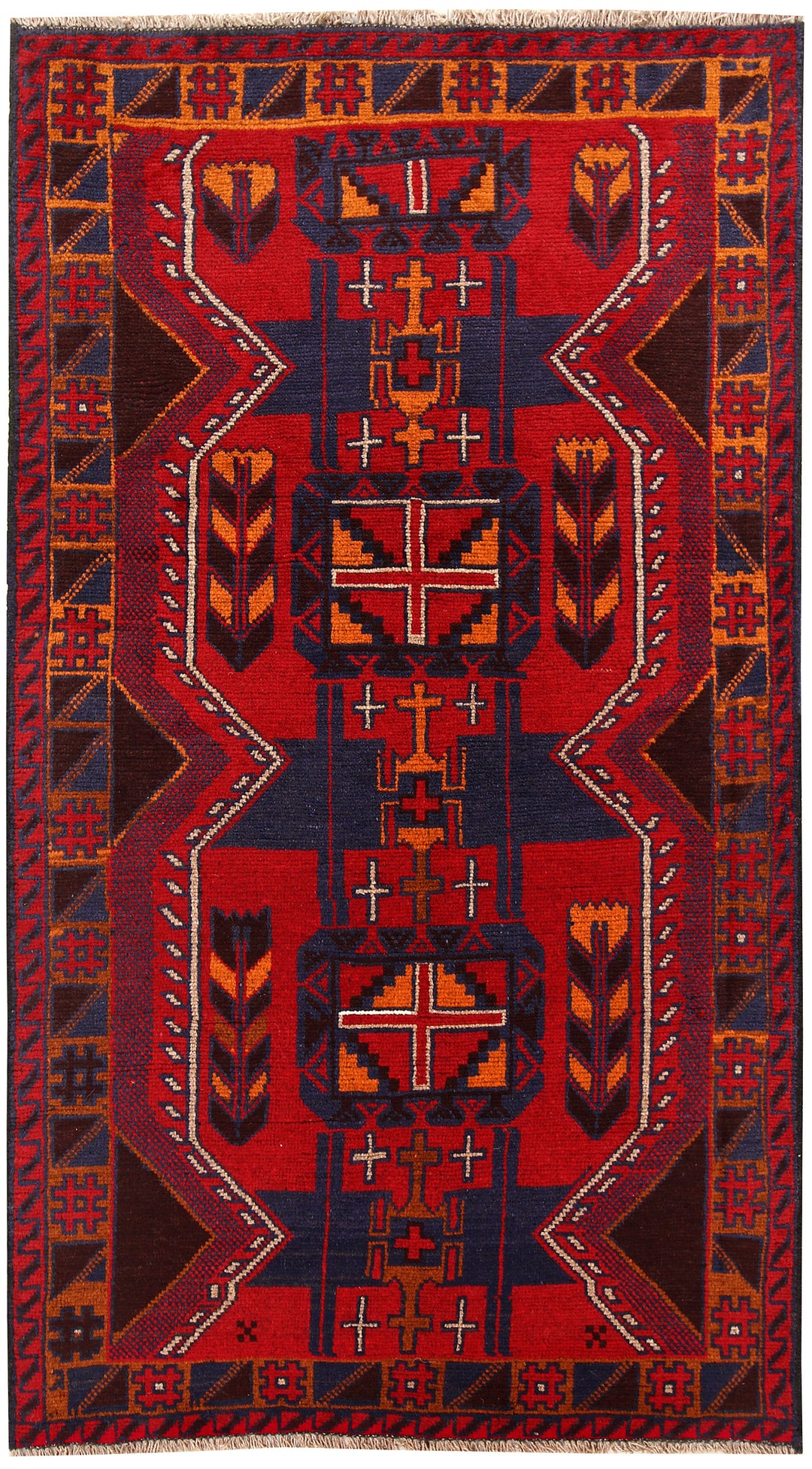Firebrick Baluchi 3' 7 x 6' 6 - No. 62502 - ALRUG Rug Store