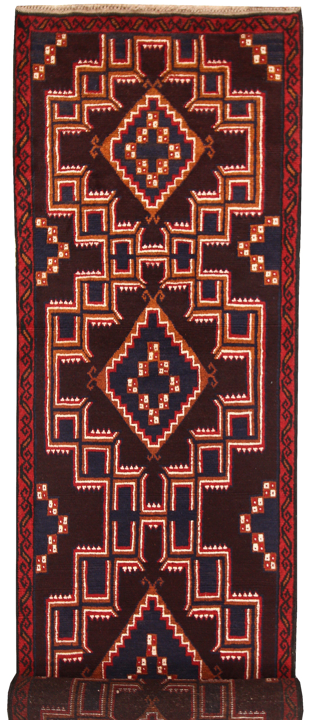Saddle Brown Baluchi 2' 7 x 10' 1 - No. 62658 - ALRUG Rug Store