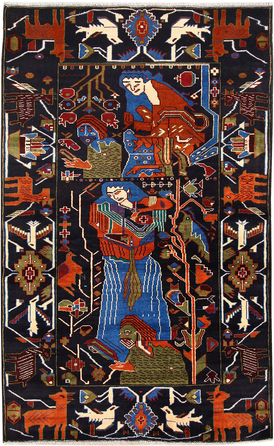 Dark Blue Pictorial 3' 9 x 6' 2 - No. 62780 - ALRUG Rug Store