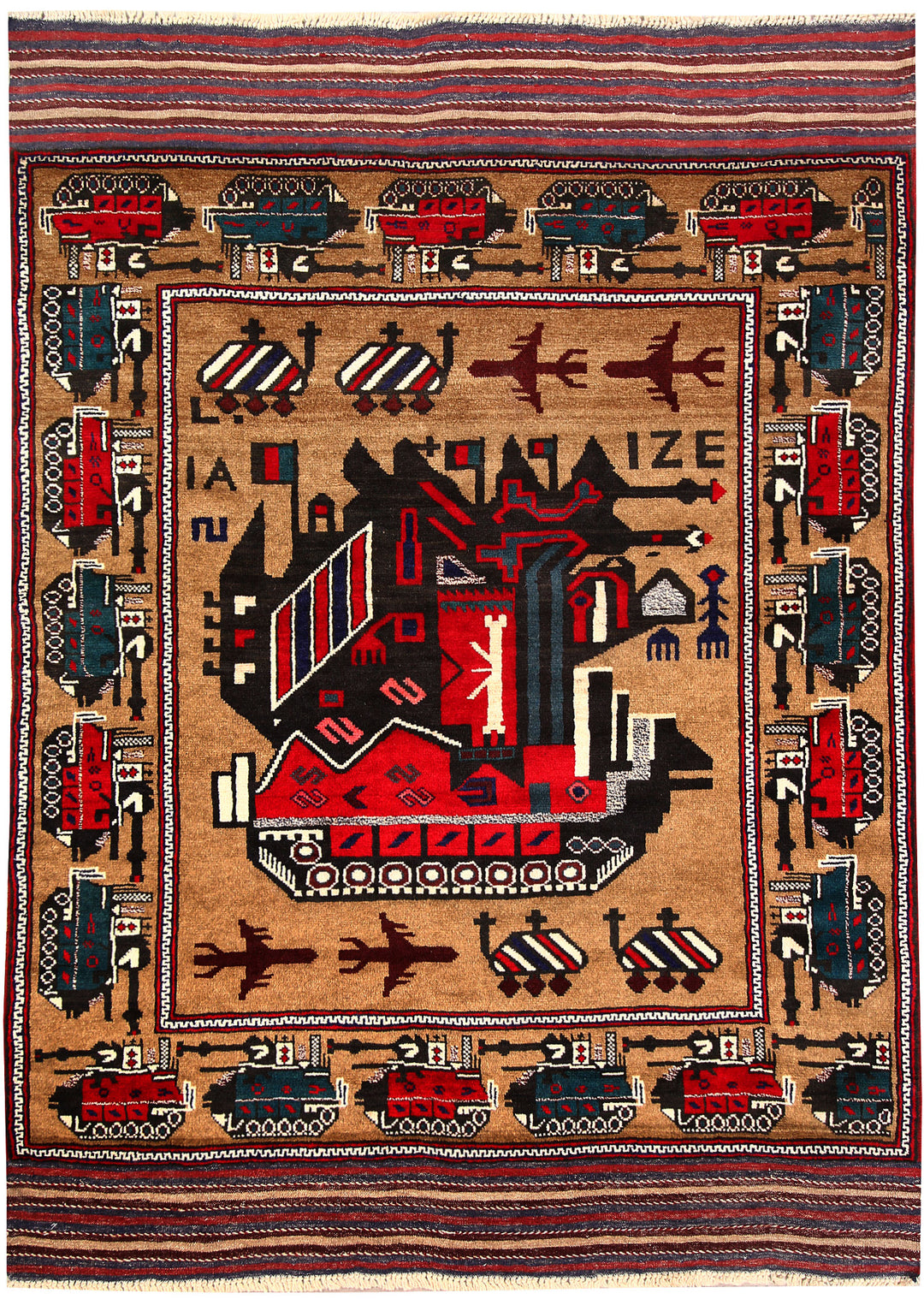 Afghan Pictorial Rug 4' 5 x 6' 1 Hand-Knotted