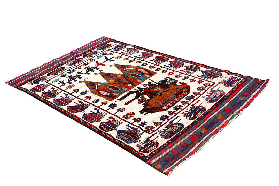 Floral White Pictorial 3' 10 x 6' 3 - No. 62789