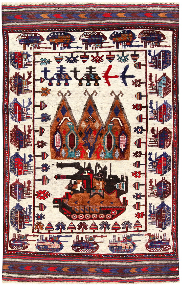 Floral White Pictorial 3' 10 x 6' 3 - No. 62789