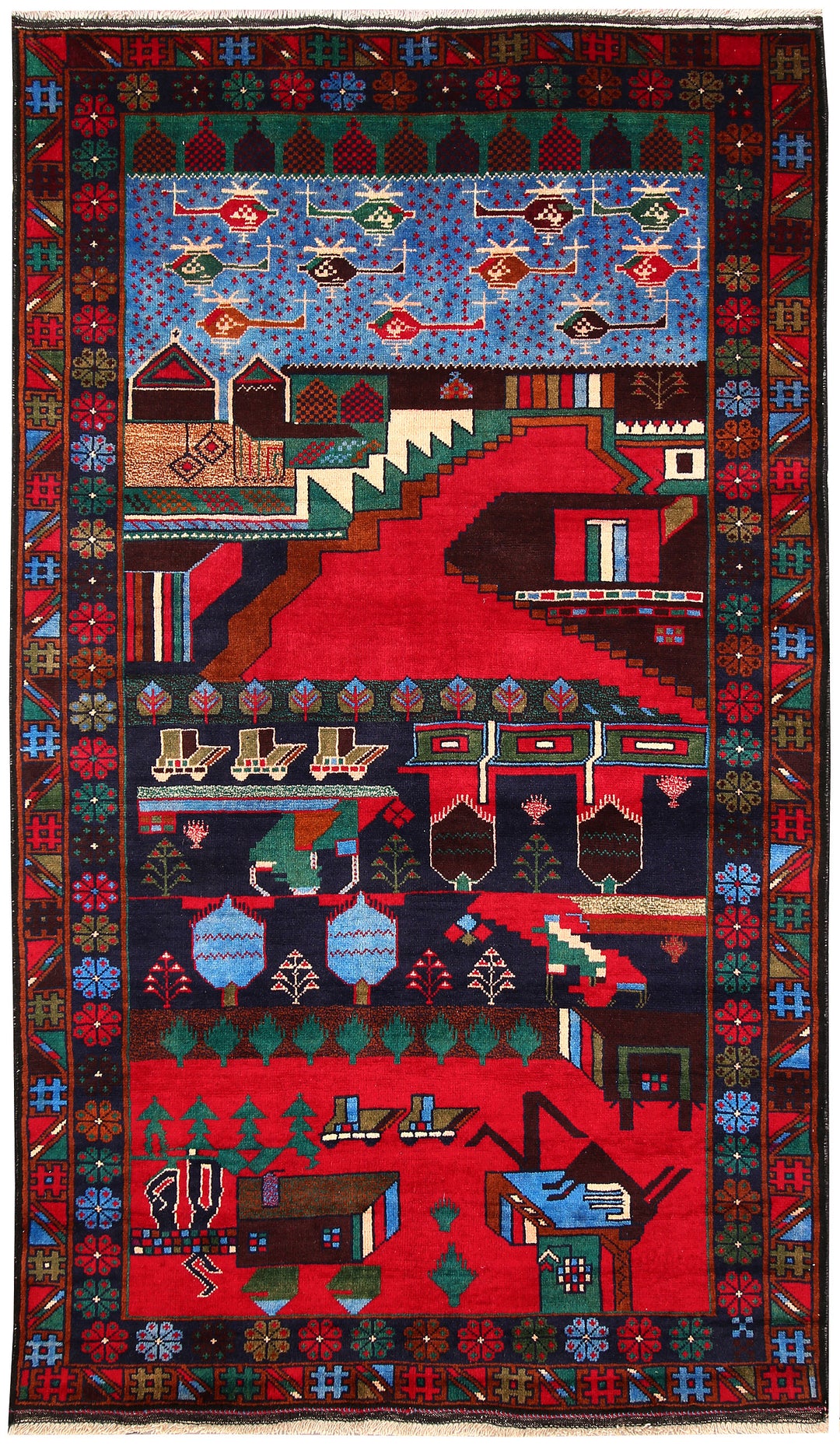 Multi Colored Pictorial 3' 9 x 6' 5 - No. 62791 - ALRUG Rug Store