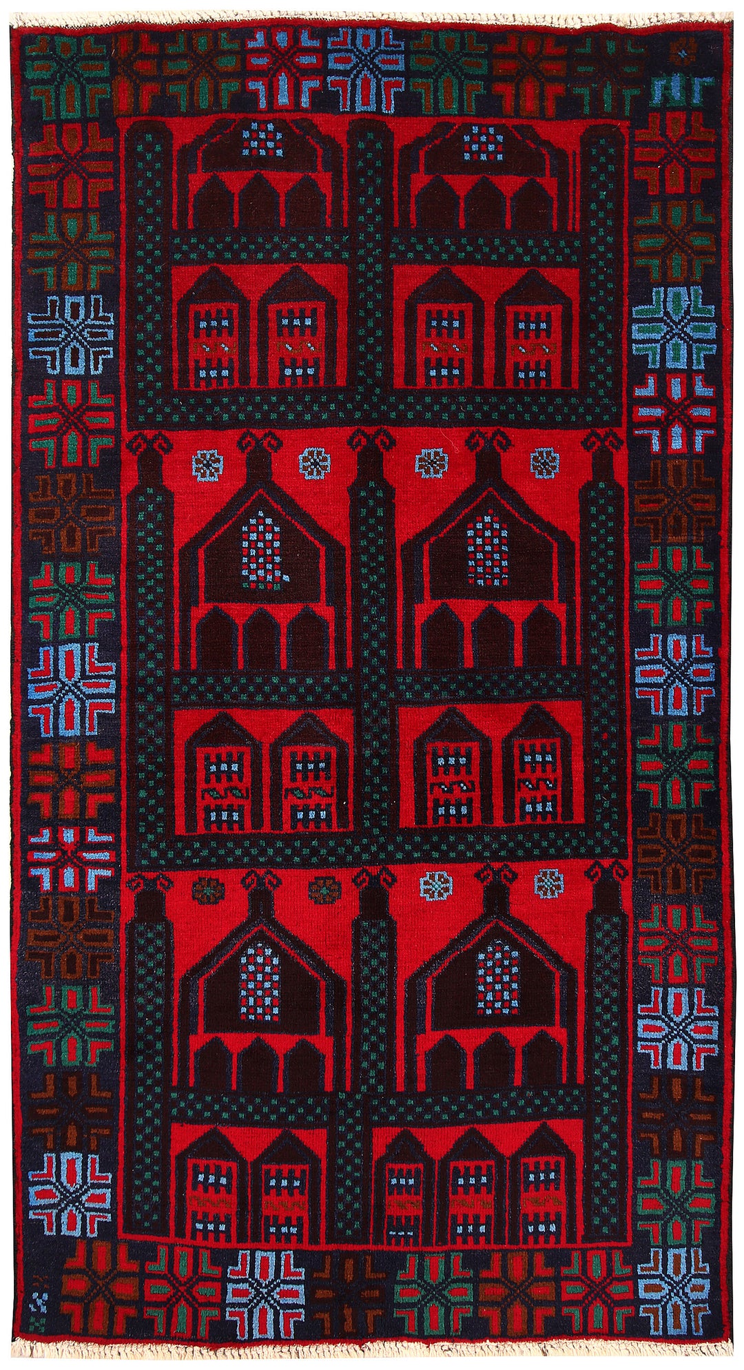 Firebrick Baluchi 3' 7 x 6' 7 - No. 62805 - ALRUG Rug Store