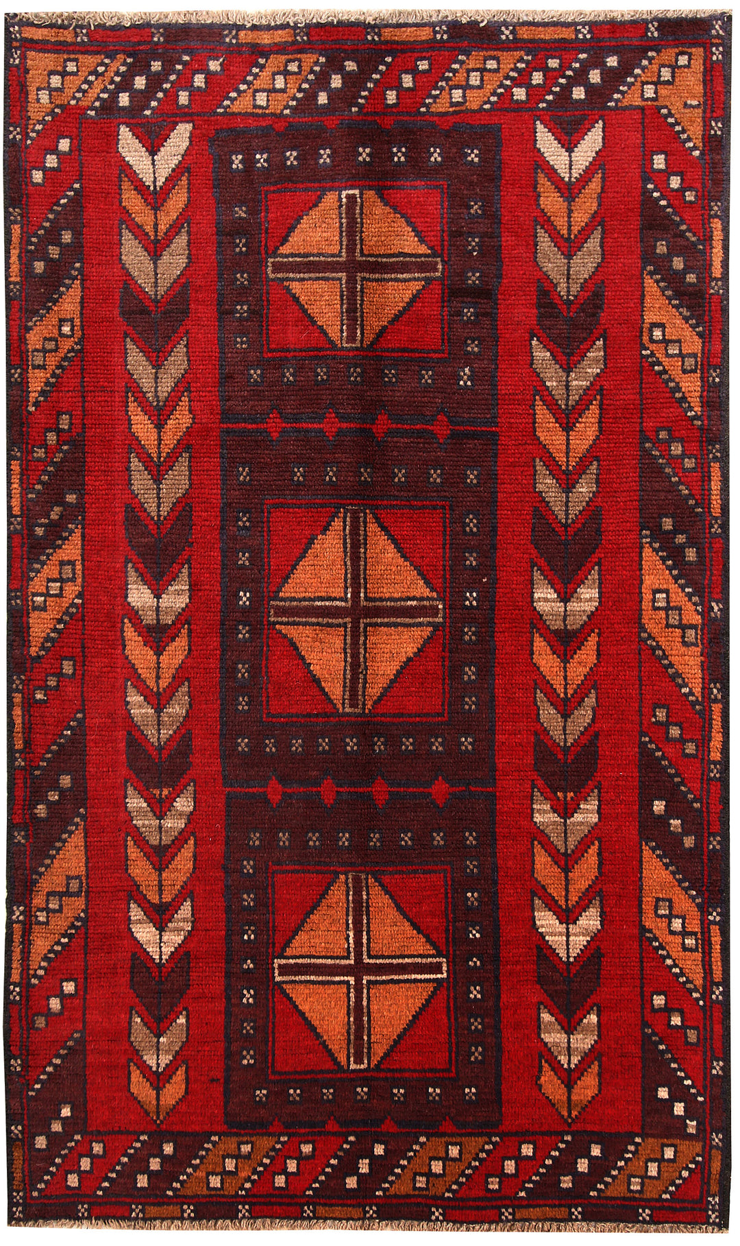 Firebrick Baluchi 3' 7 x 5' 11 - No. 62819 - ALRUG Rug Store