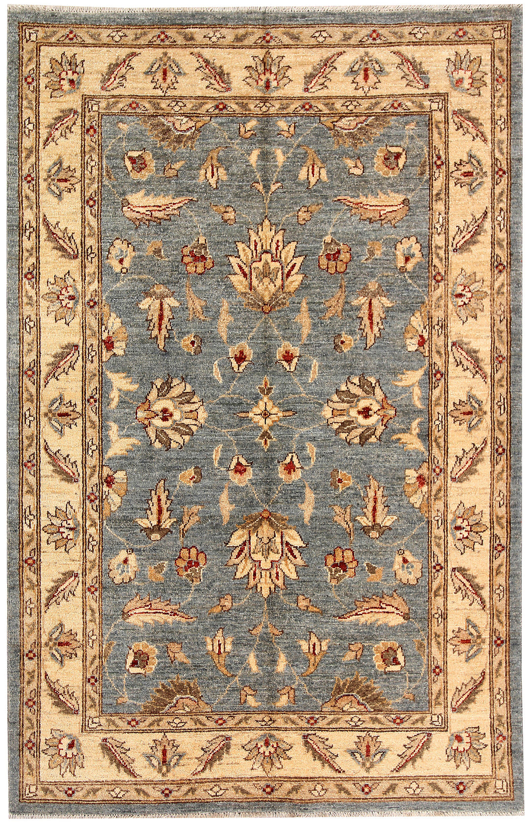 Slate Afghan Oushak Rug 4' 1" x 6' 1" Hand-Knotted