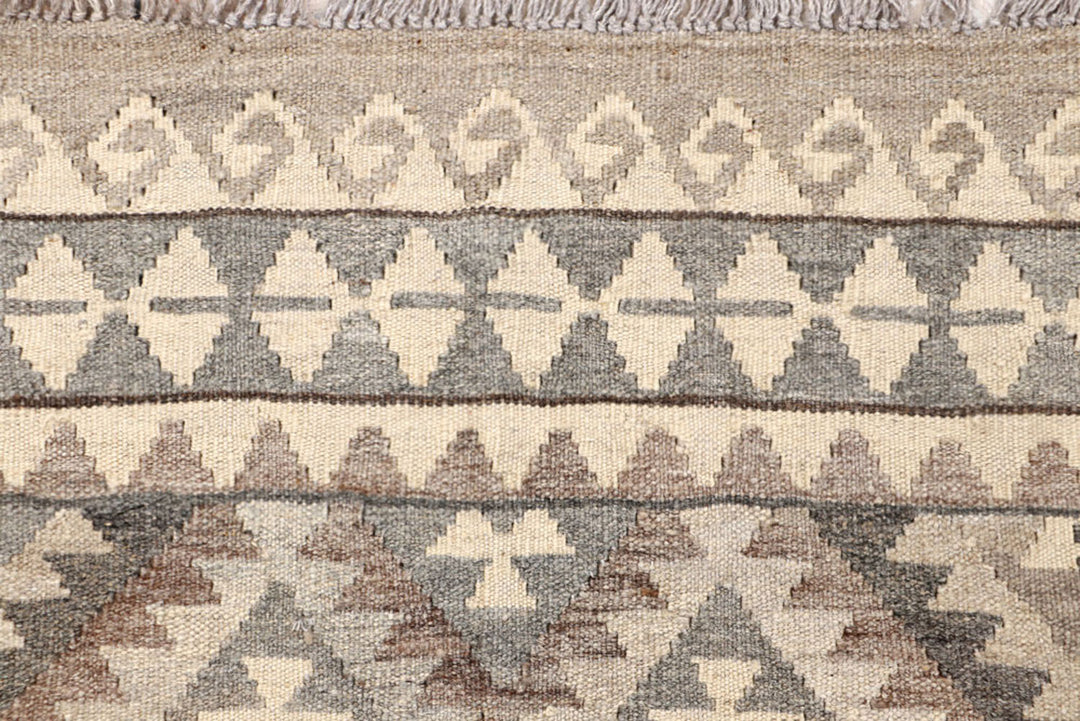 White Afghan Kilim Rug 3' 11 x 6' 6 Flat-Weave view