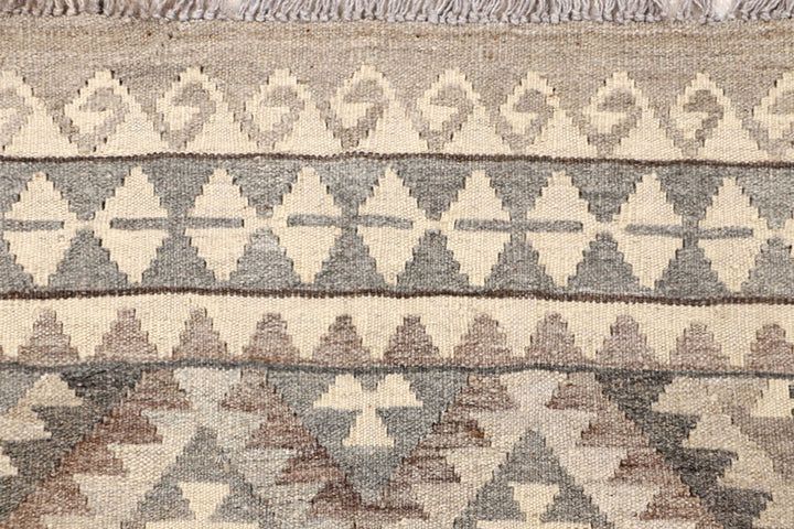 White Afghan Kilim Rug 3' 11 x 6' 6 Flat-Weave view