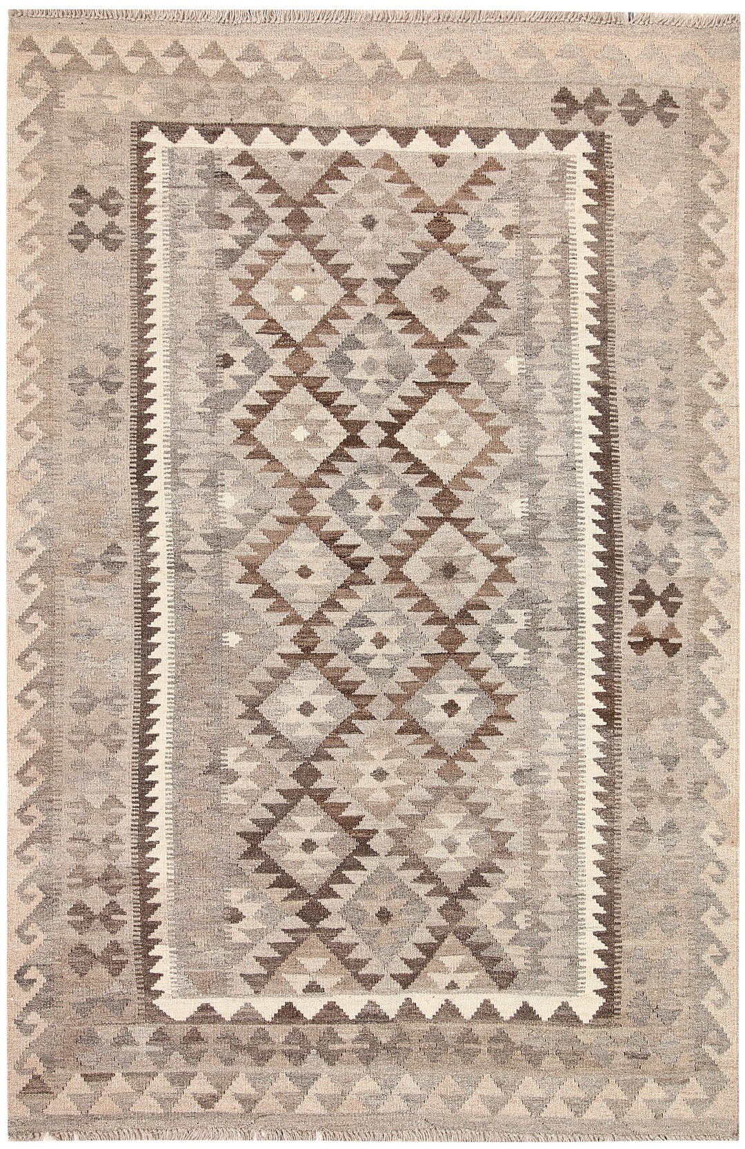 Light Grey Kilim 4' 3 x 6' 7 - No. 62937 - ALRUG Rug Store