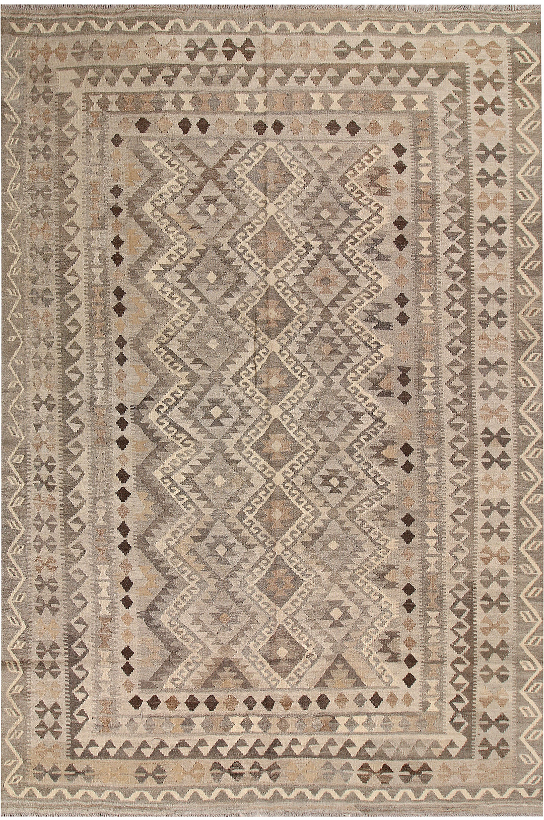 Light Grey Kilim 6' 6 x 9' 8 - No. 62987 - ALRUG Rug Store