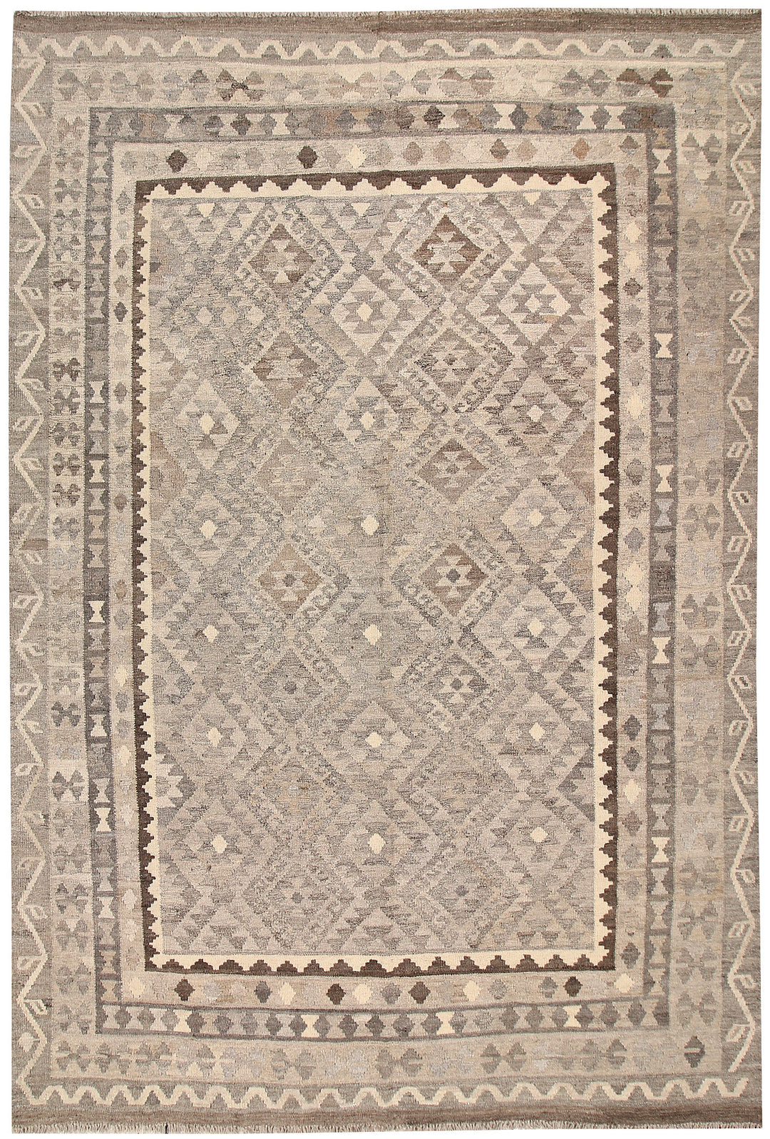 Light Grey Kilim 6' 7 x 9' 9 - No. 62997 - ALRUG Rug Store