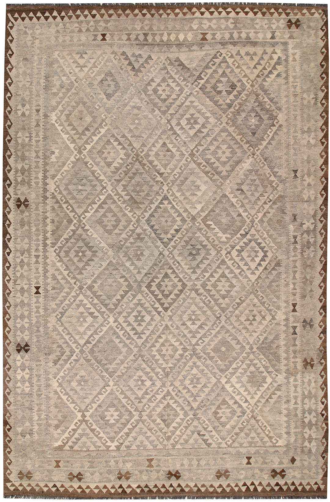 Light Grey Kilim 6' 6 x 9' 11 - No. 63007 - ALRUG Rug Store