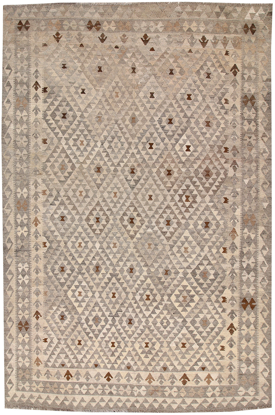 Light Grey Kilim 6' 7 x 9' 10 - No. 63008 - ALRUG Rug Store