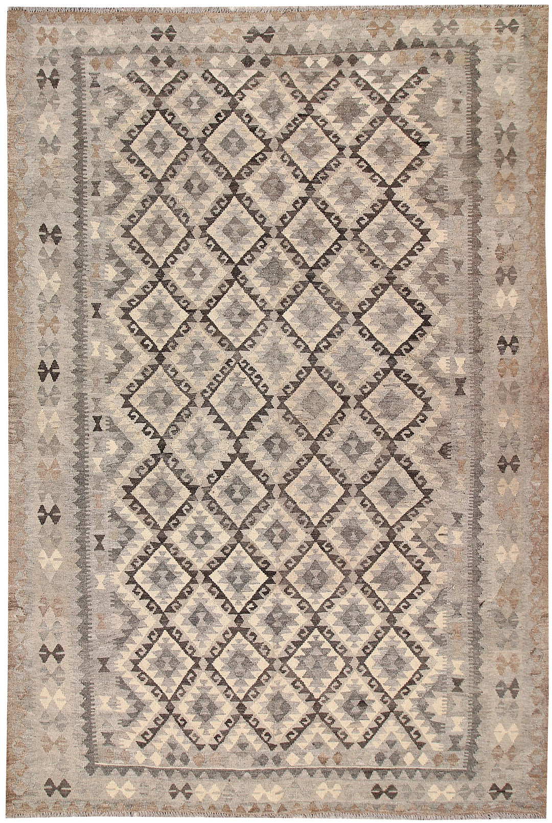 Light Grey Kilim 6' 8 x 9' 8 - No. 63010 - ALRUG Rug Store