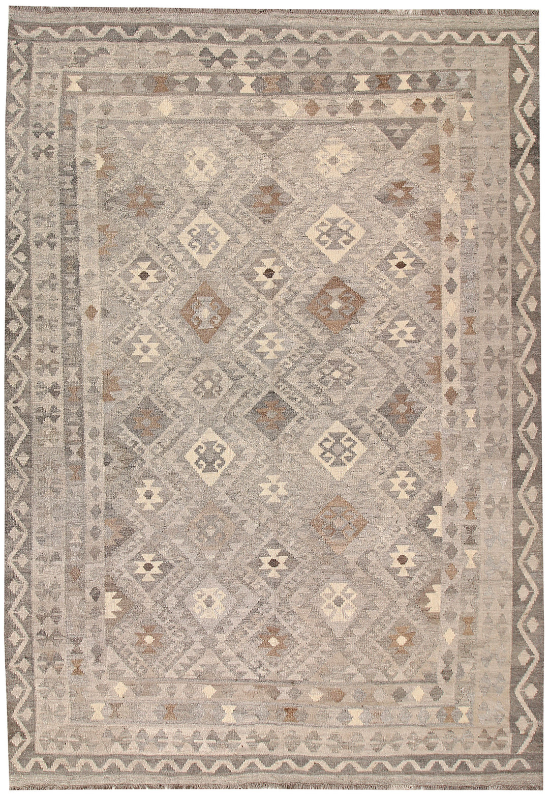 Light Grey Kilim 6' 8 x 9' 9 - No. 63011 - ALRUG Rug Store