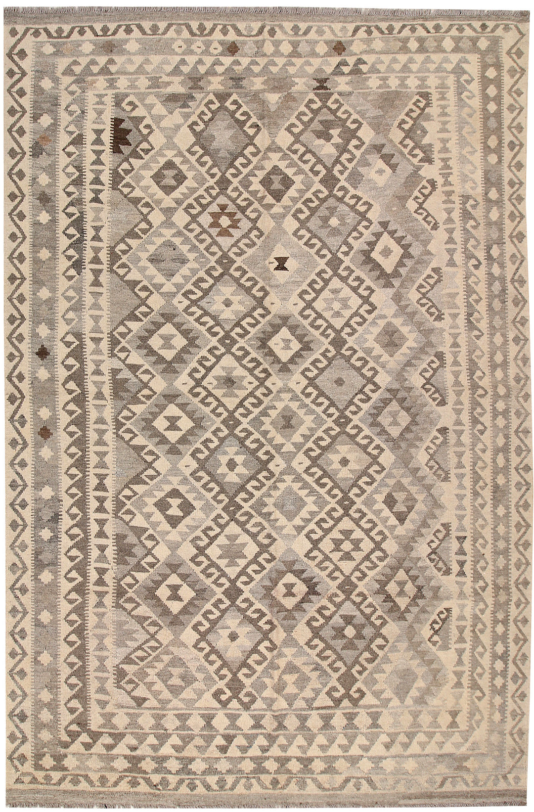 Light Grey Kilim 6' 7 x 9' 10 - No. 63012 - ALRUG Rug Store