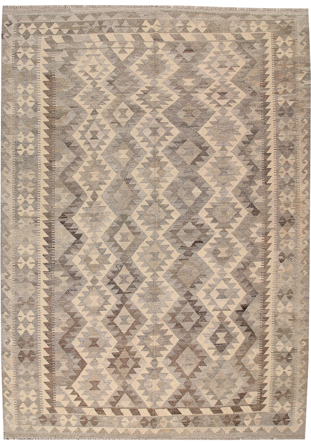 Light Grey Kilim 6' 11 x 9' 7 - No. 63014 - ALRUG Rug Store