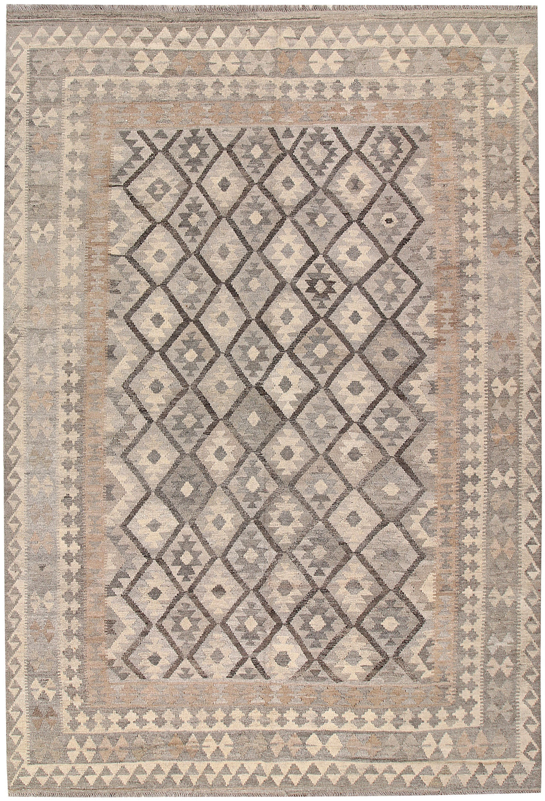 Light Grey Kilim 6' 7 x 9' 9 - No. 63015 - ALRUG Rug Store