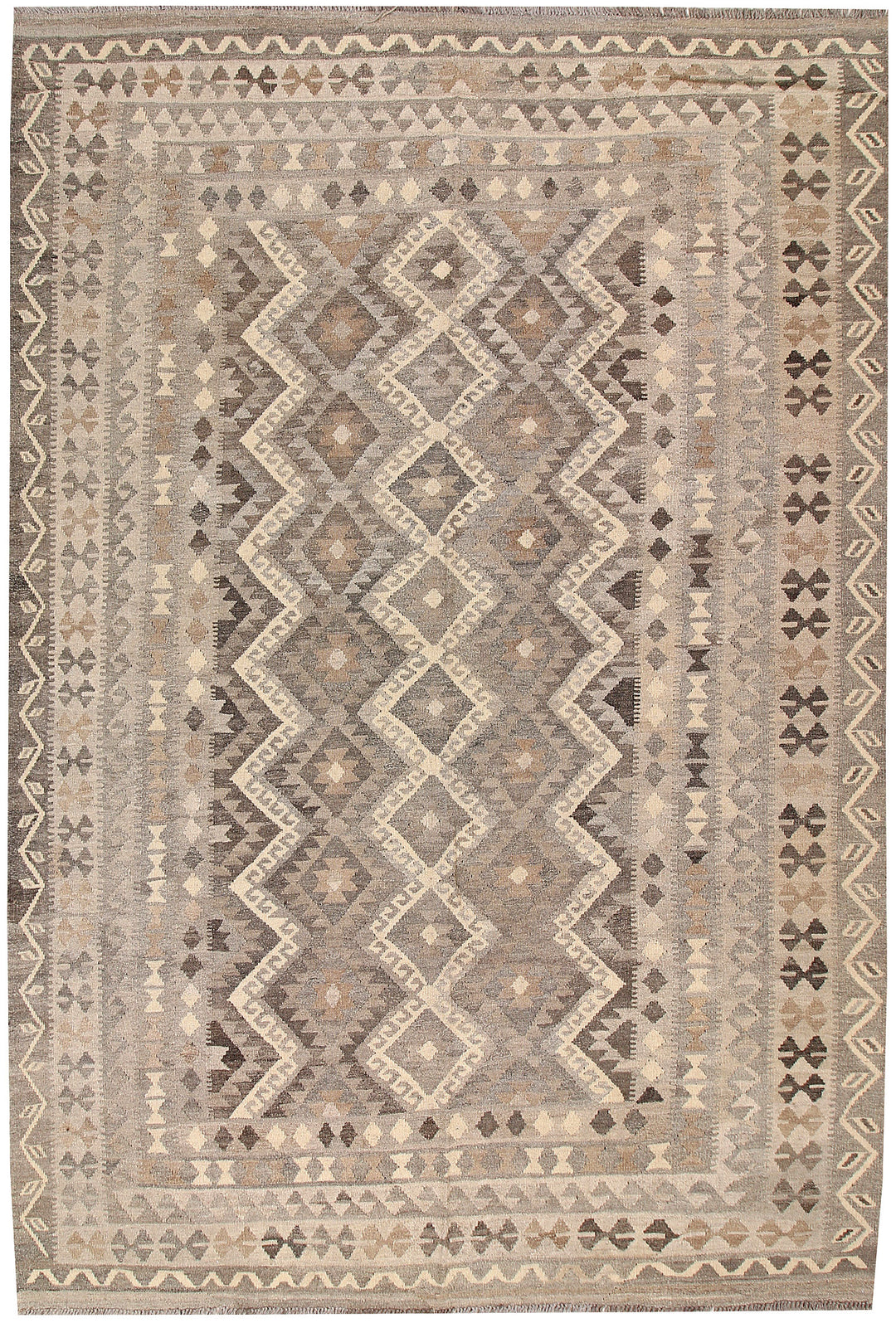 Light Grey Kilim 6' 6 x 9' 9 - No. 63017 - ALRUG Rug Store