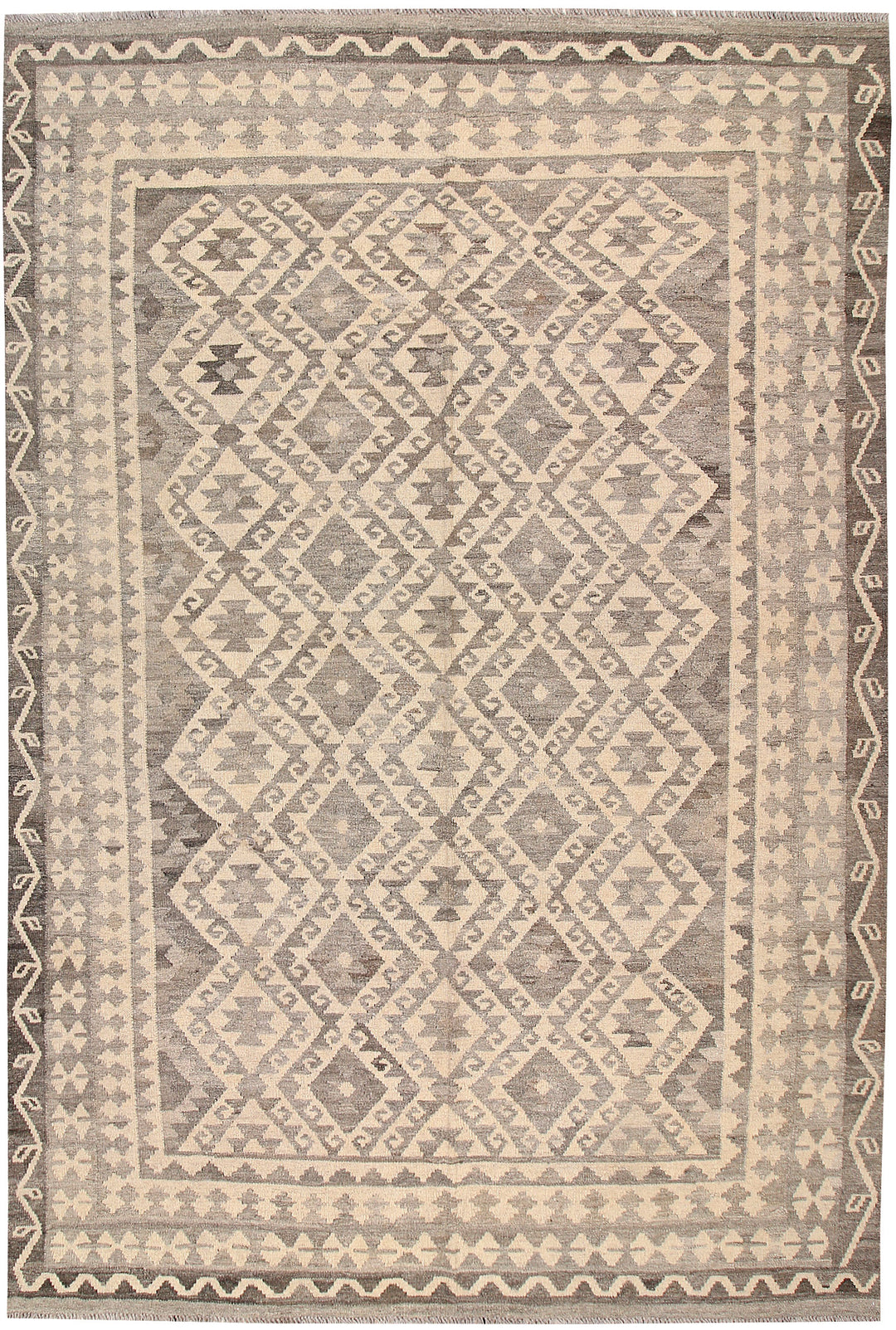 Light Grey Kilim 6' 7 x 9' 9 - No. 63018 - ALRUG Rug Store