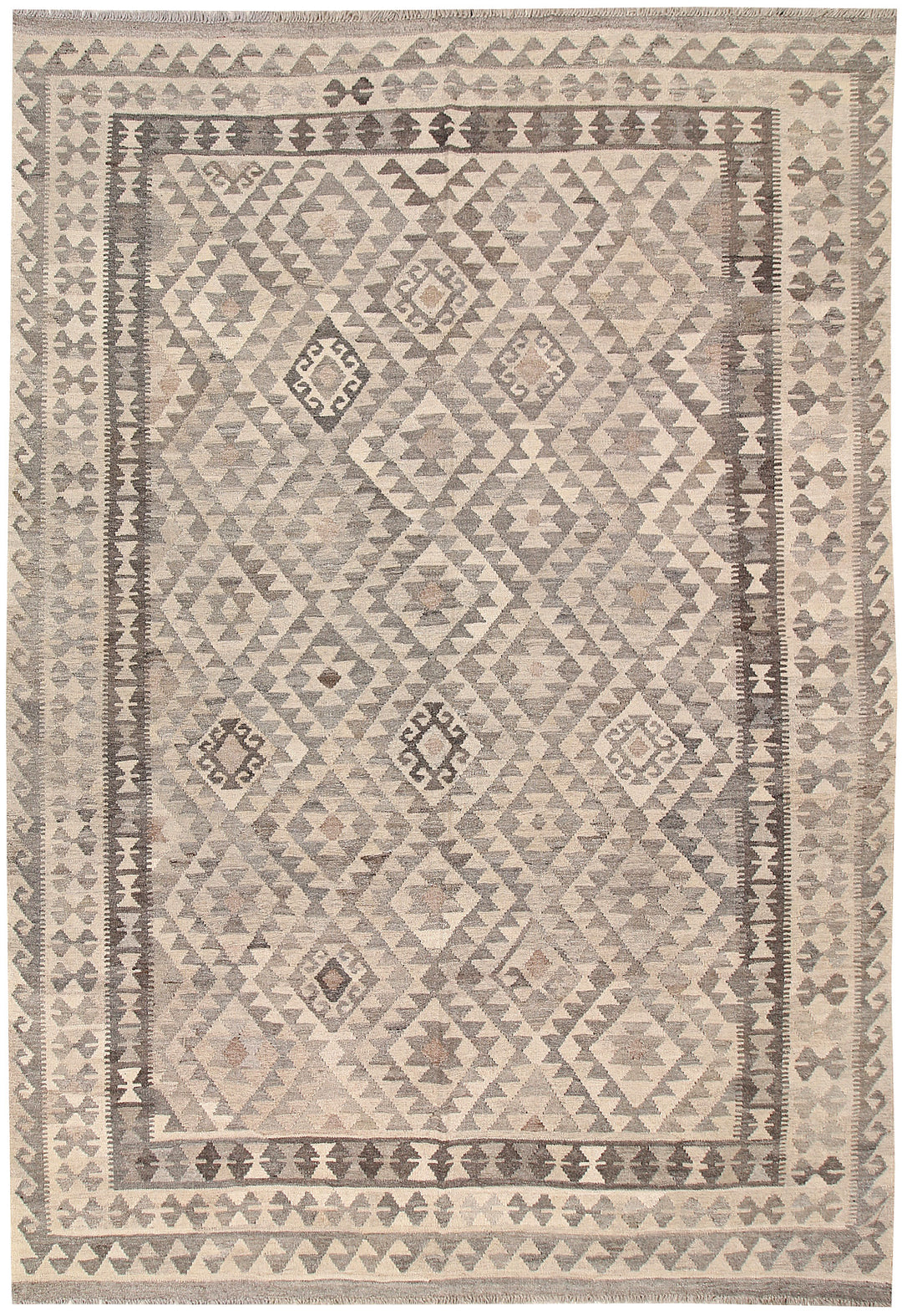Light Grey Kilim 6' 8 x 9' 8 - No. 63019 - ALRUG Rug Store
