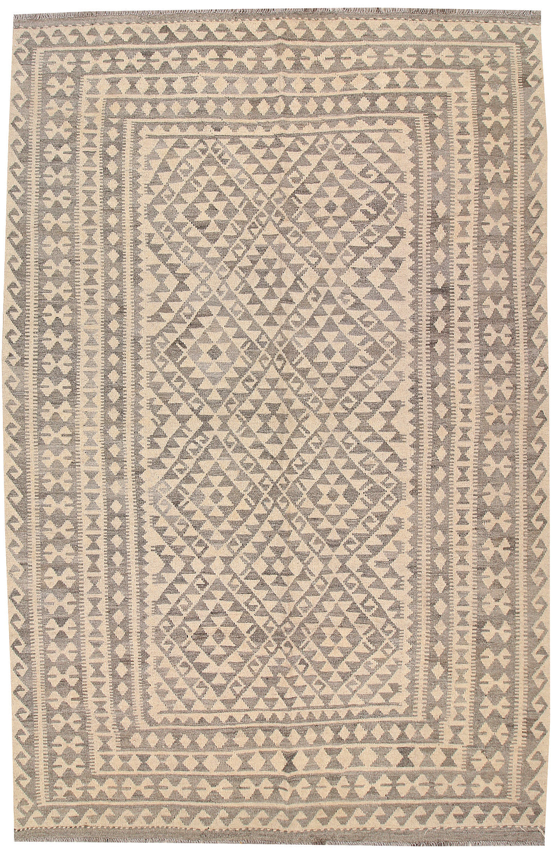Light Grey Kilim 6' 7 x 10' - No. 63020 - ALRUG Rug Store