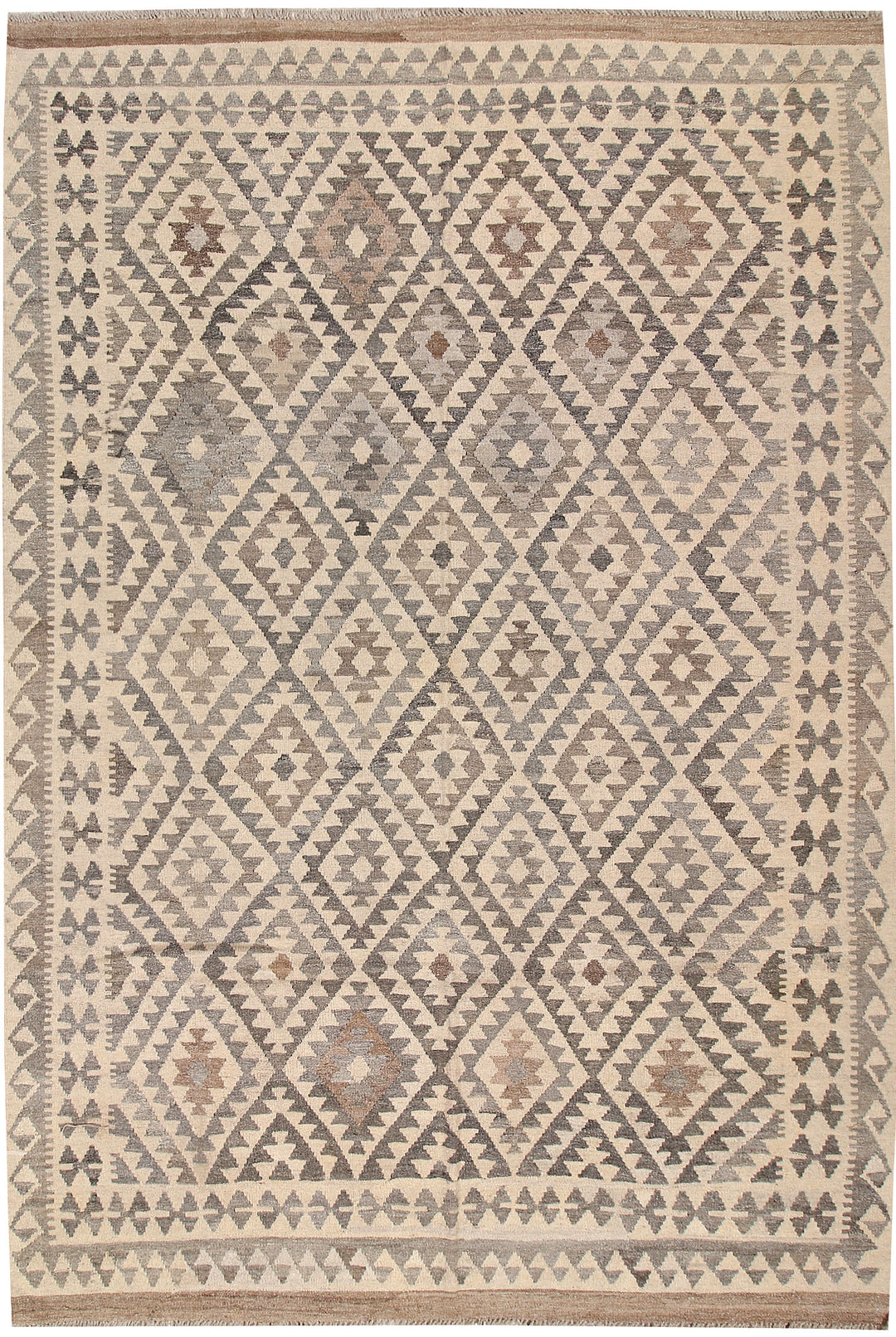 Light Grey Kilim 6' 8 x 9' 9 - No. 63023 - ALRUG Rug Store