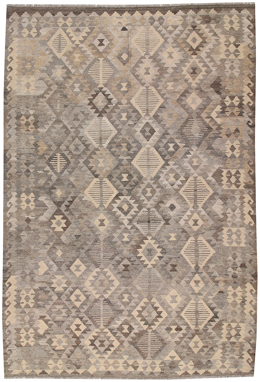 Light Grey Kilim 6' 7 x 9' 7 - No. 63024 - ALRUG Rug Store