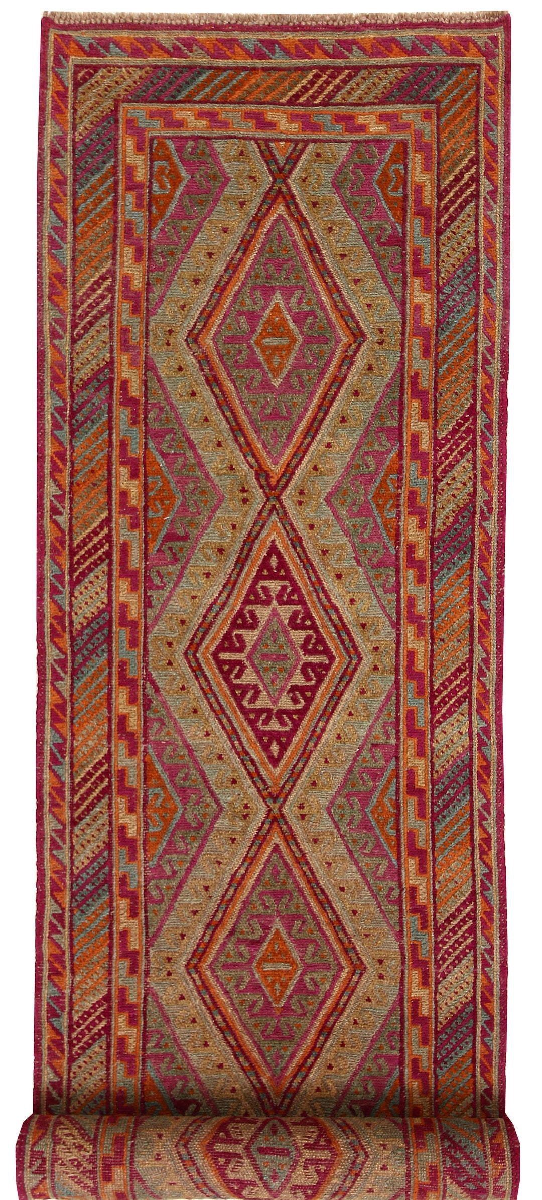 Afghan Mashwani Rug 2' 7" x 11' 9" Hand-Knotted