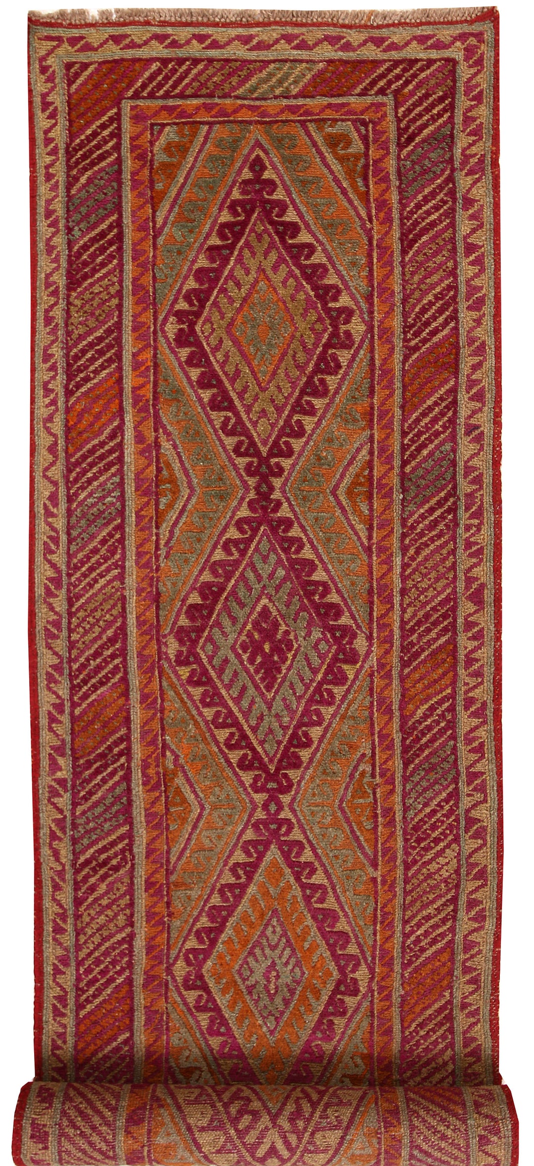 Afghan Mashwani Rug 2' 8" x 12' Hand-Knotted