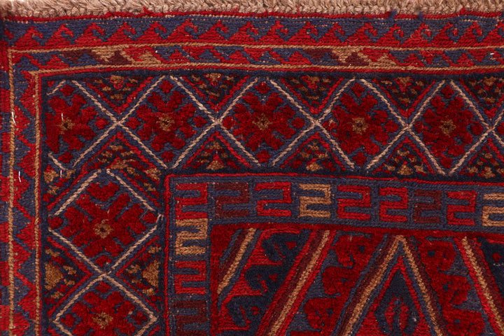 Dark Red Mashwani 2' 7 x 11' 11 - No. 63309 - ALRUG Rug Store