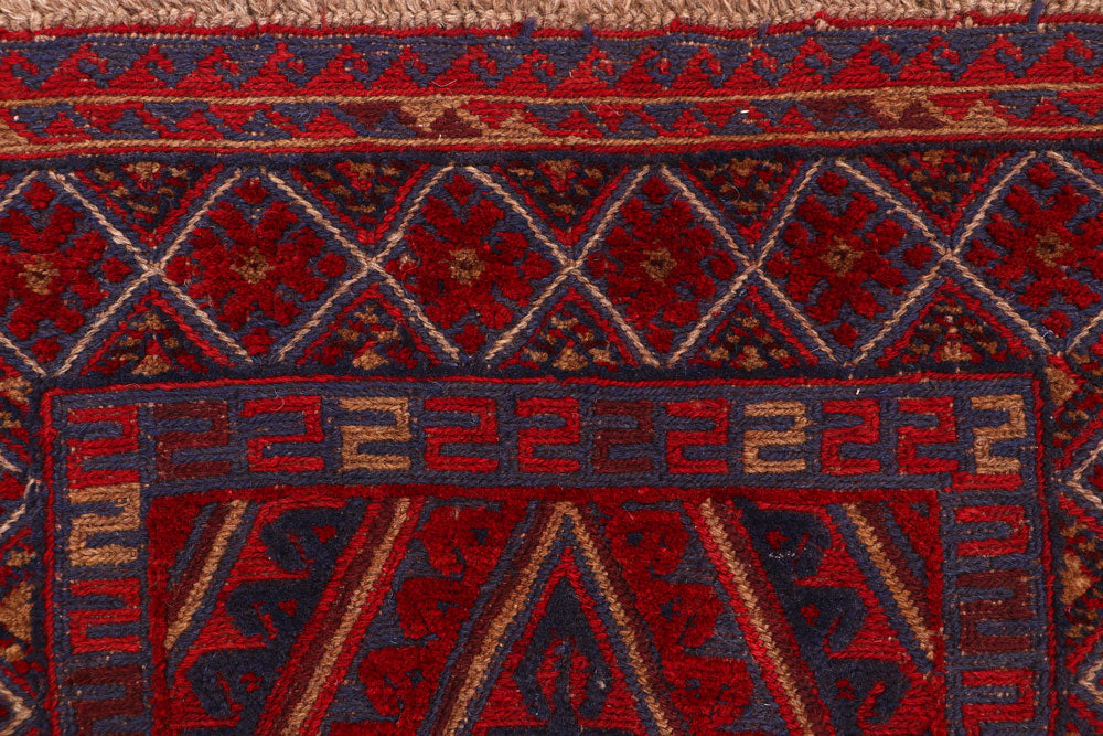 Dark Red Mashwani 2' 7 x 11' 11 - No. 63309 - ALRUG Rug Store