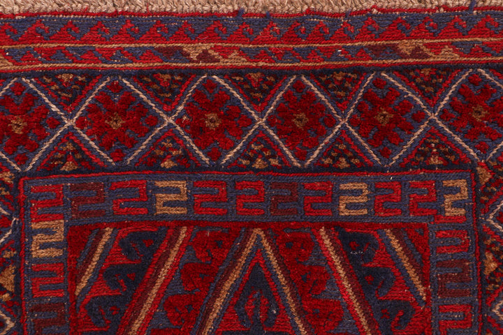 Dark Red Mashwani 2' 7 x 11' 11 - No. 63309 - ALRUG Rug Store
