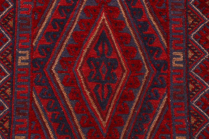 Dark Red Mashwani 2' 7 x 11' 11 - No. 63309 - ALRUG Rug Store