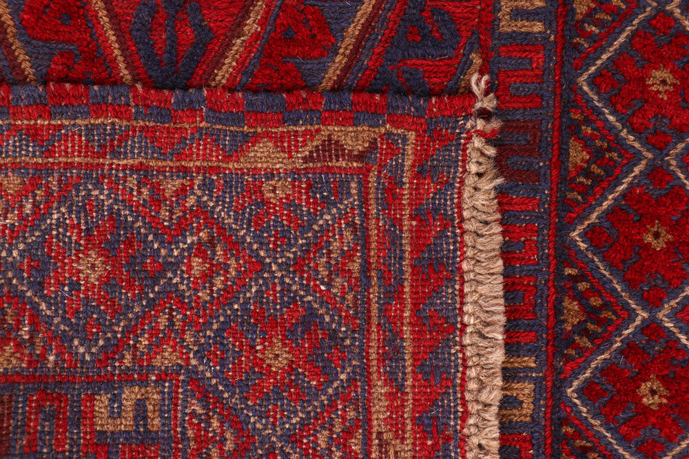 Dark Red Mashwani 2' 7 x 11' 11 - No. 63309 - ALRUG Rug Store