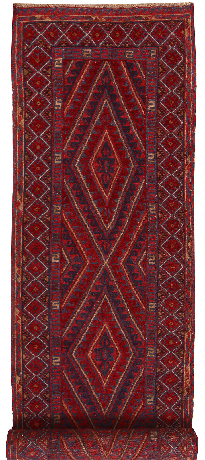 Dark Red Mashwani 2' 7 x 11' 11 - No. 63309 - ALRUG Rug Store