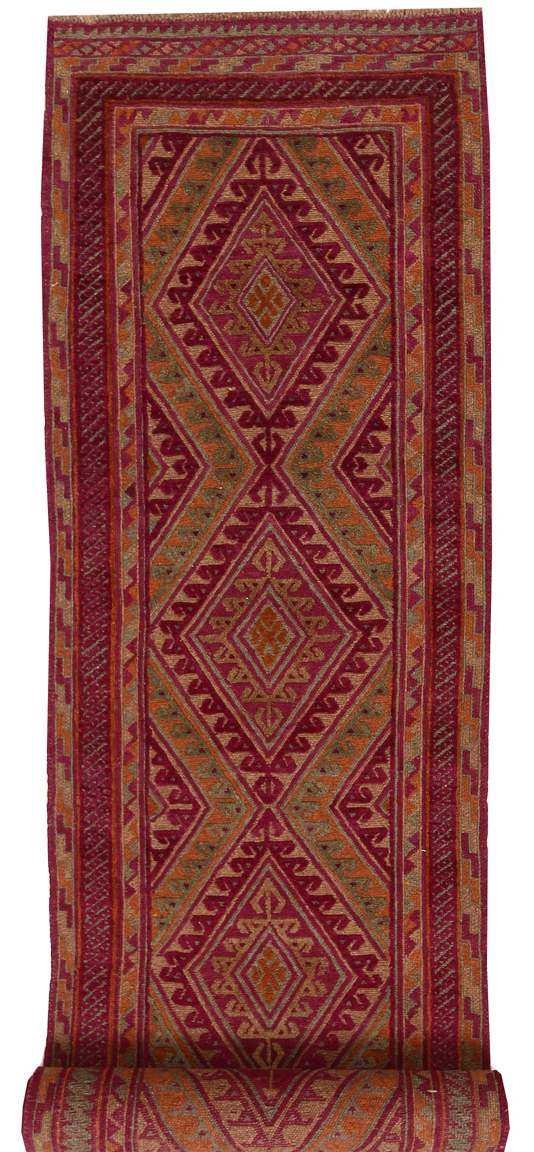 Afghan Mashwani Rug 2' 7" x 12' 8" Hand-Knotted