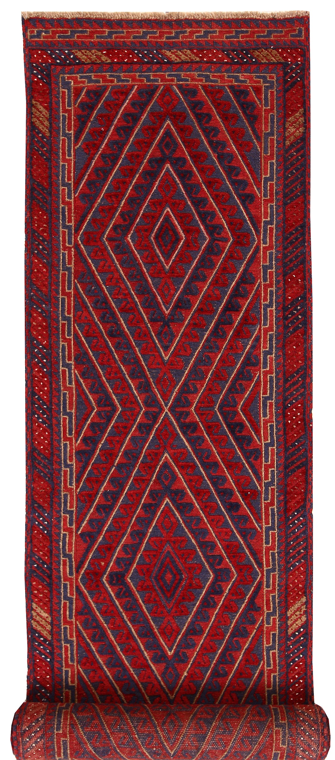 Dark Blue Mashwani 2' 7 x 12' 10 - No. 63312 - ALRUG Rug Store