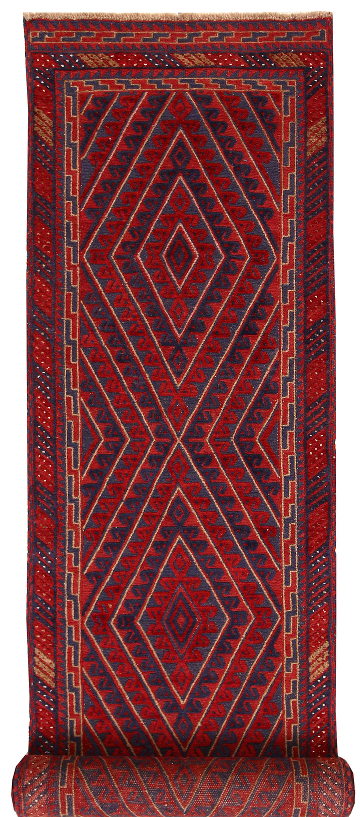 Dark Blue Mashwani 2' 7 x 12' 10 - No. 63312 - ALRUG Rug Store