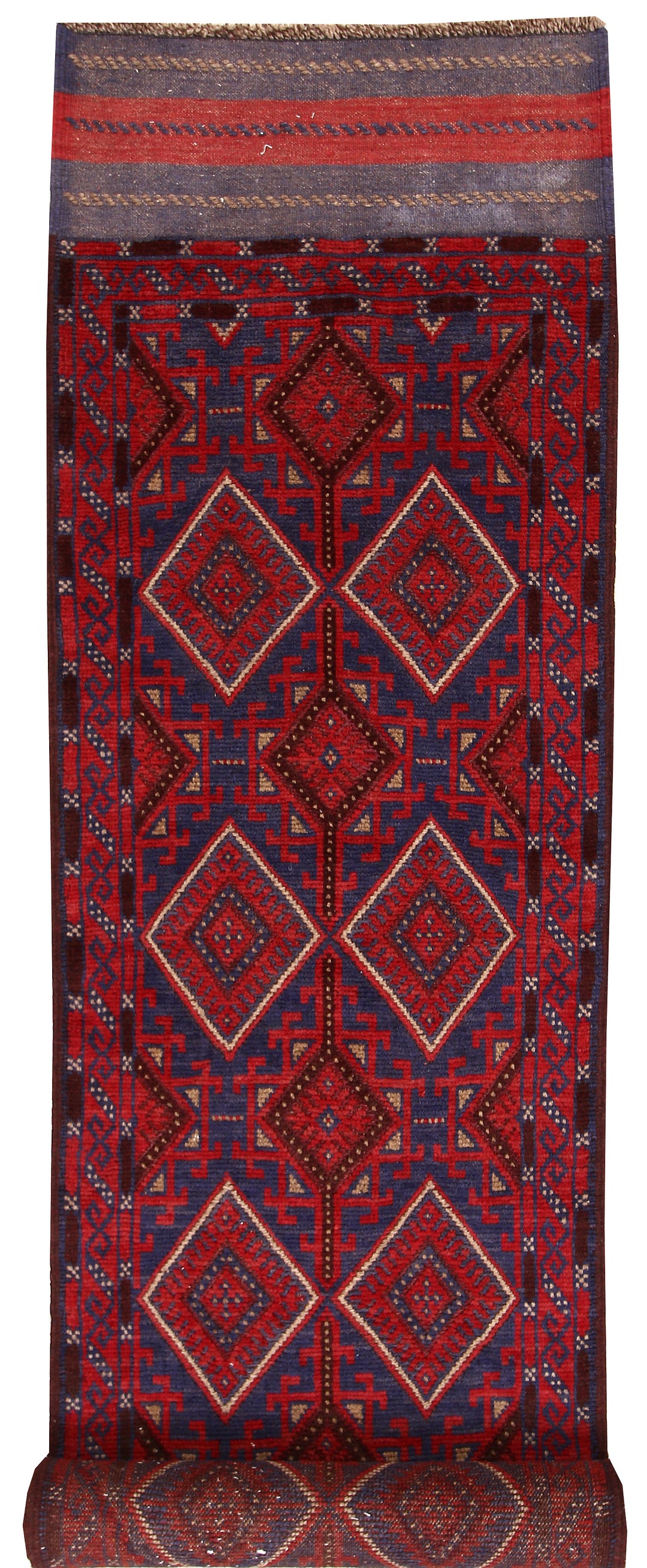 Dark Blue Mashwani 2' 5 x 11' 8 - No. 63313 - ALRUG Rug Store