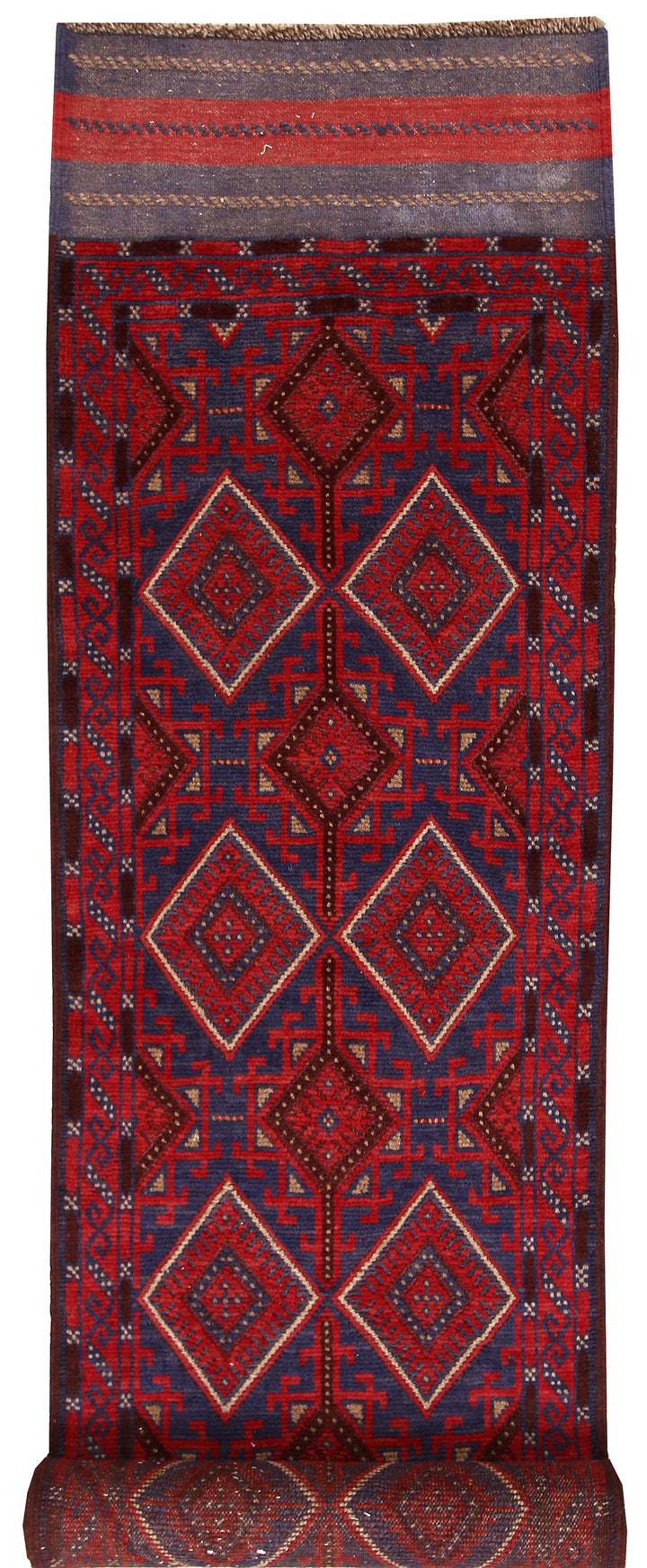 Dark Blue Mashwani 2' 5 x 11' 8 - No. 63313 - ALRUG Rug Store
