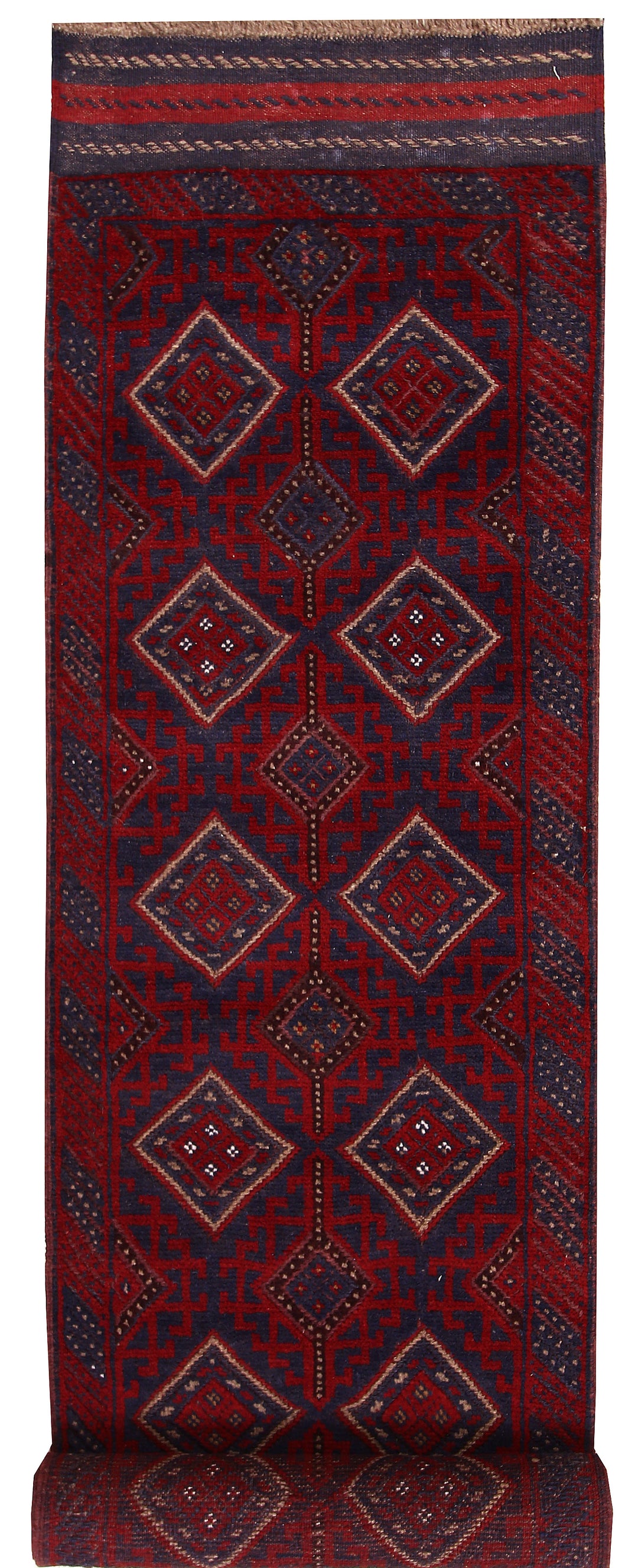 Dark Blue Mashwani 2' 3 x 11' 6 - No. 63315 - ALRUG Rug Store