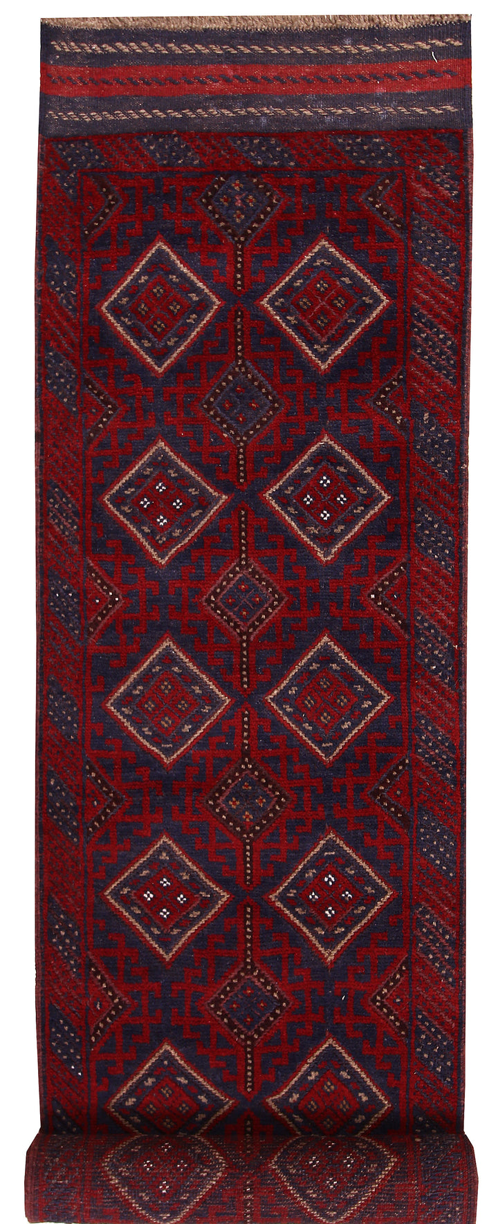 Dark Blue Mashwani 2' 3 x 11' 6 - No. 63315 - ALRUG Rug Store