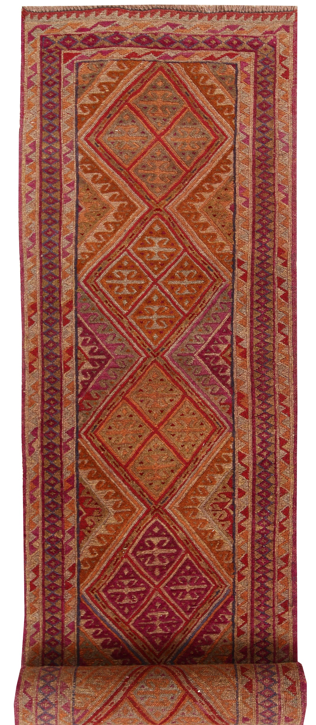Afghan Mashwani Rug 2' 5" x 13' Hand-Knotted