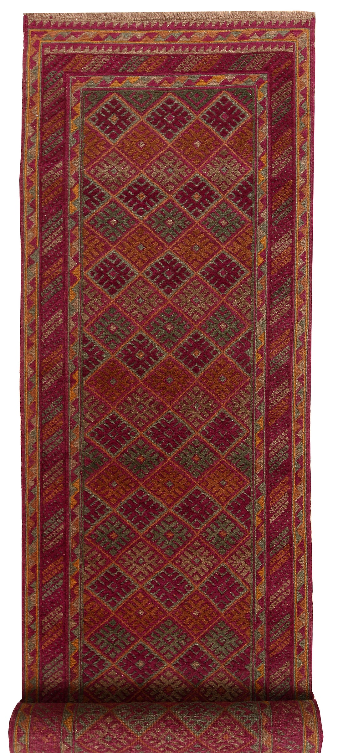 Afghan Mashwani Rug 2' 7" x 11' 9" Hand-Knotted