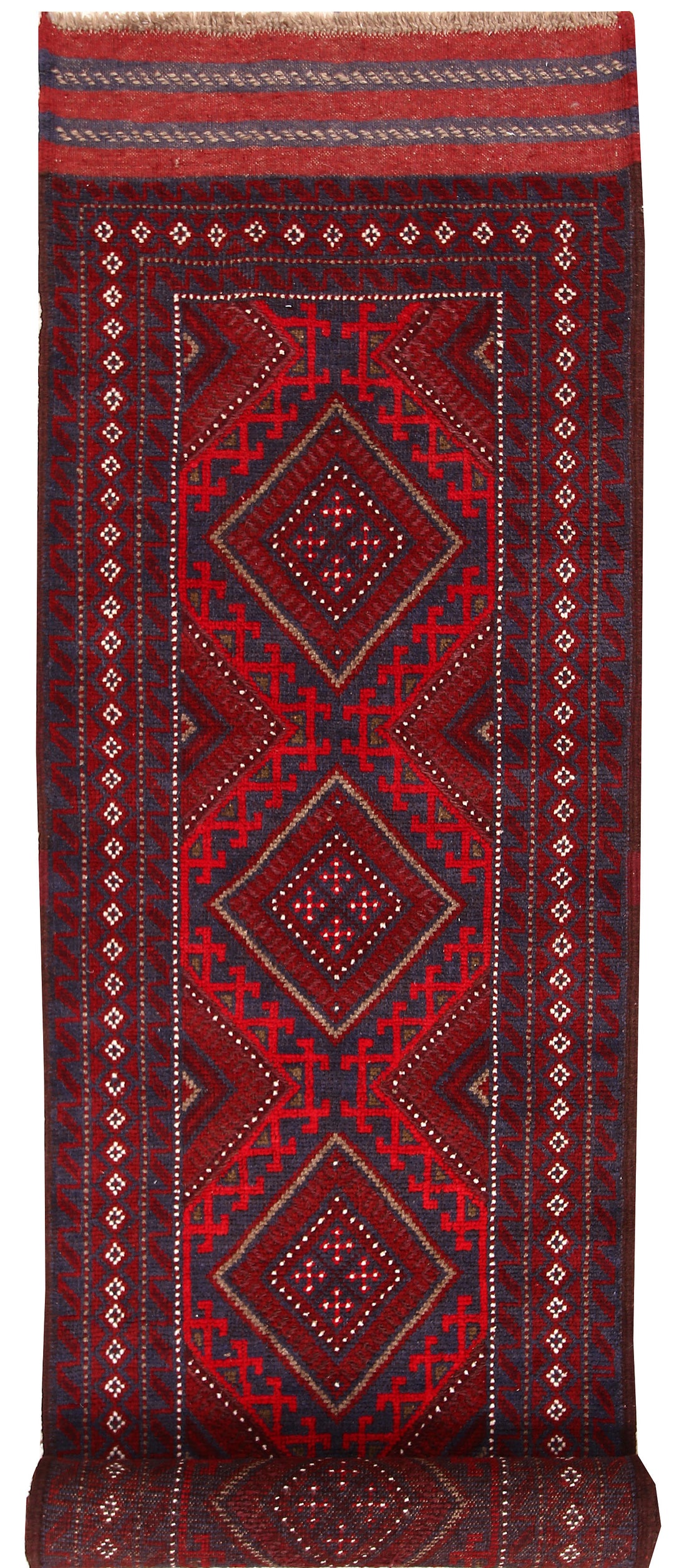 Dark Blue Mashwani 2' 6 x 11' 10 - No. 63321 - ALRUG Rug Store